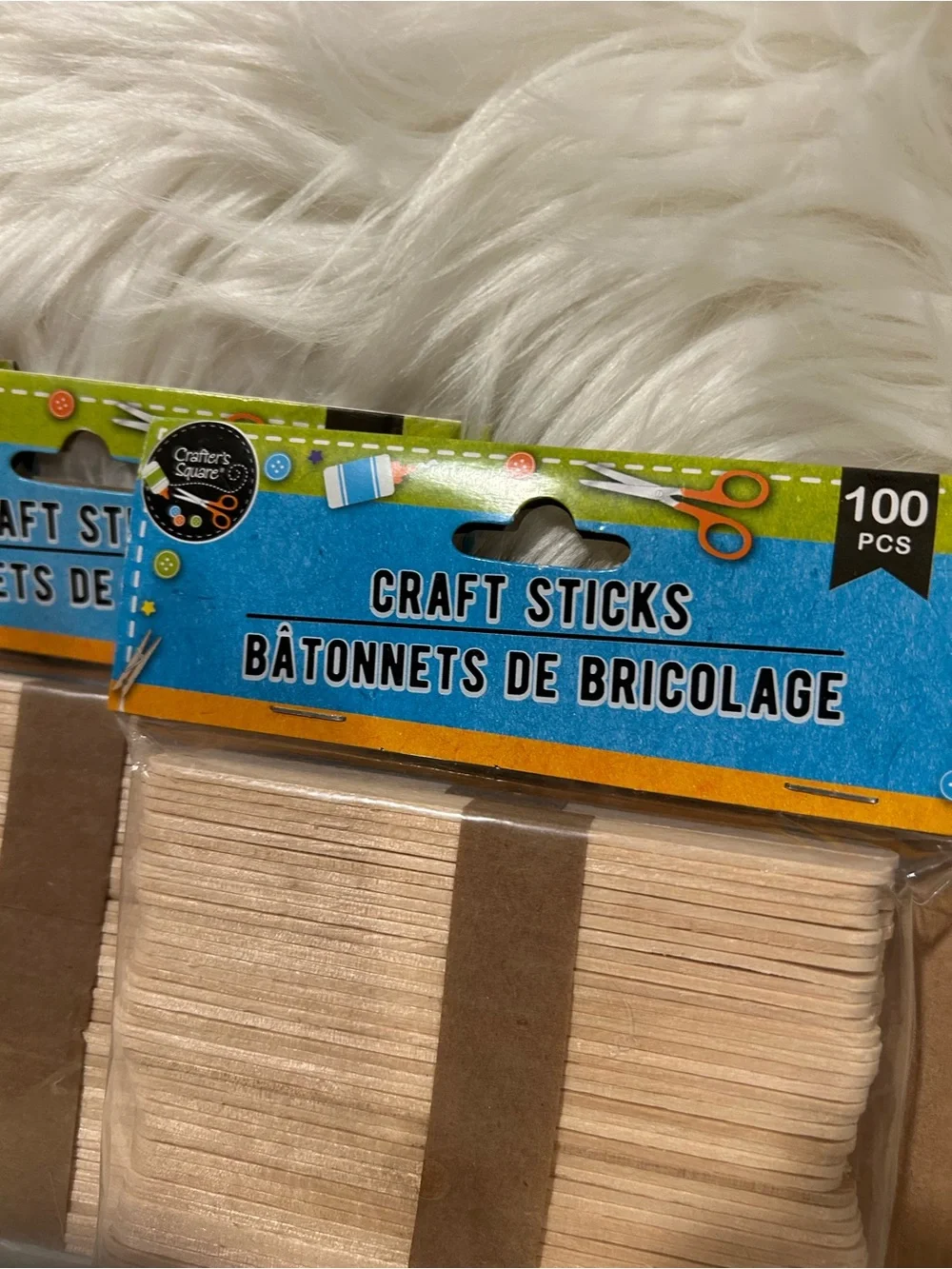 Unbranded Natural Wood Craft Sticks and Buttons Set - Natural